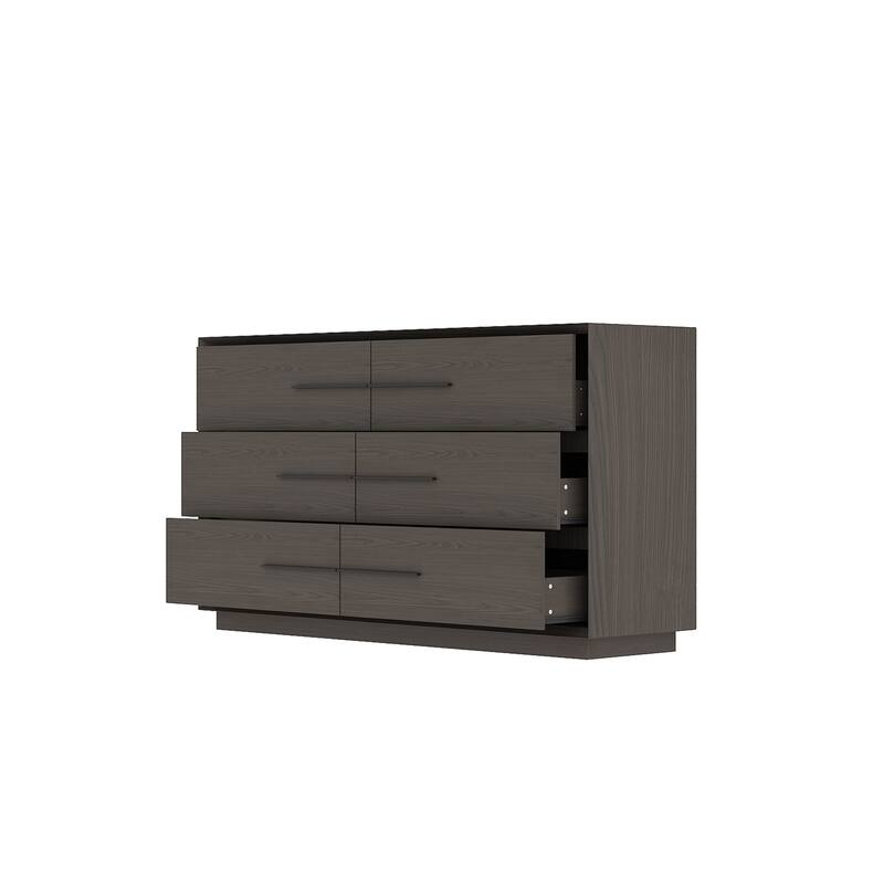 6 - Drawer Brown Wood Dresser: Large - Capacity Storage, Modern Minimalist Design Storage Cabinet Chest