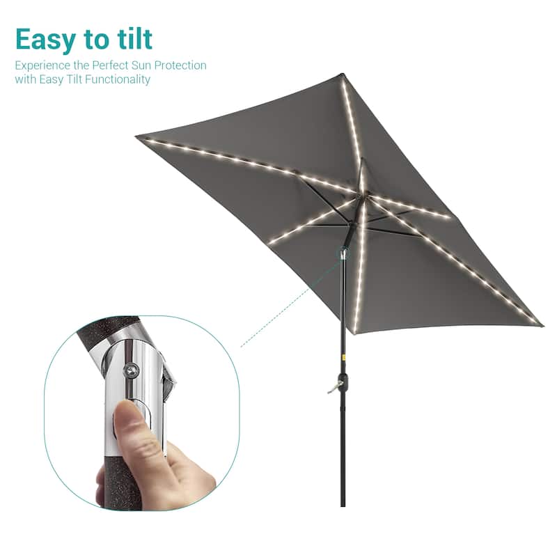 BONOSUKI 6x9FT LED Patio Market Umbrellas Table Umbrella w/Tilt Button