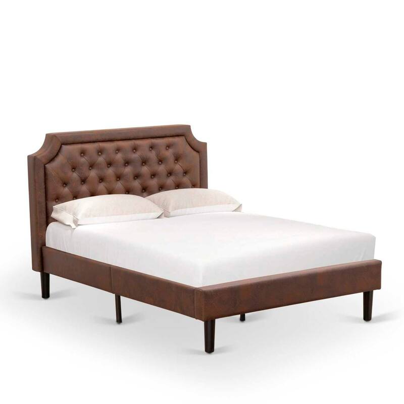 Full Size Platform Bed Frame - Modern Design, Black Finish, Wood Rails & Slats, Sturdy Support