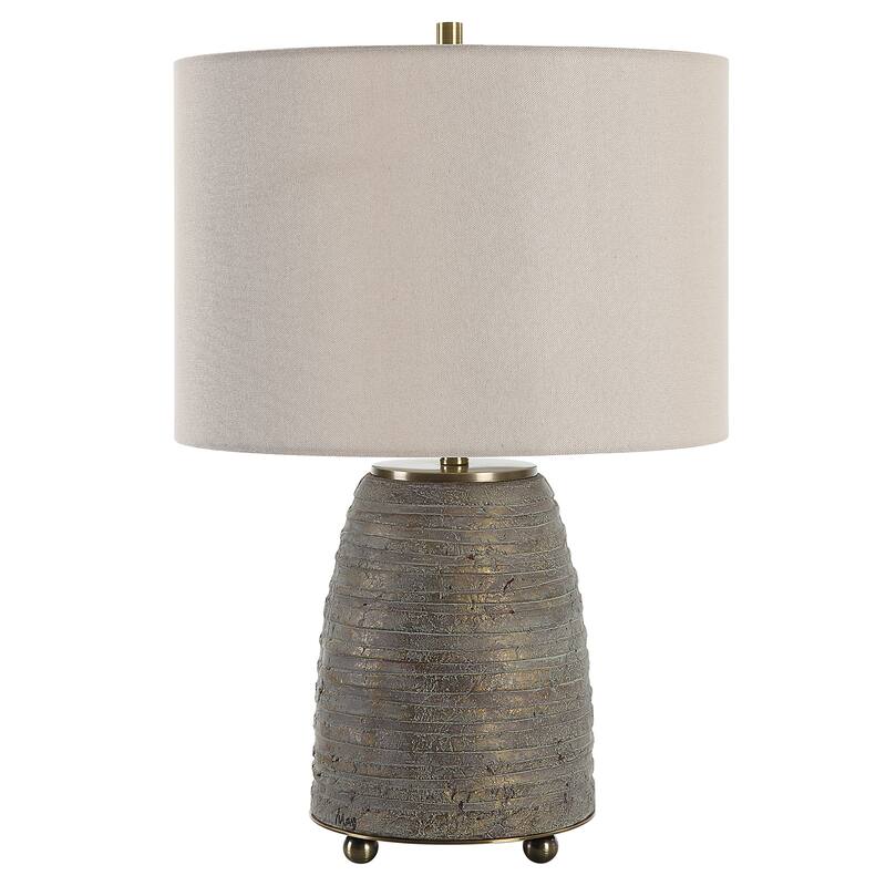 Uttermost Gorda Bronze Ceramic Table Lamp - 23"H,   Shade 10"H x 15 Dia. (in)