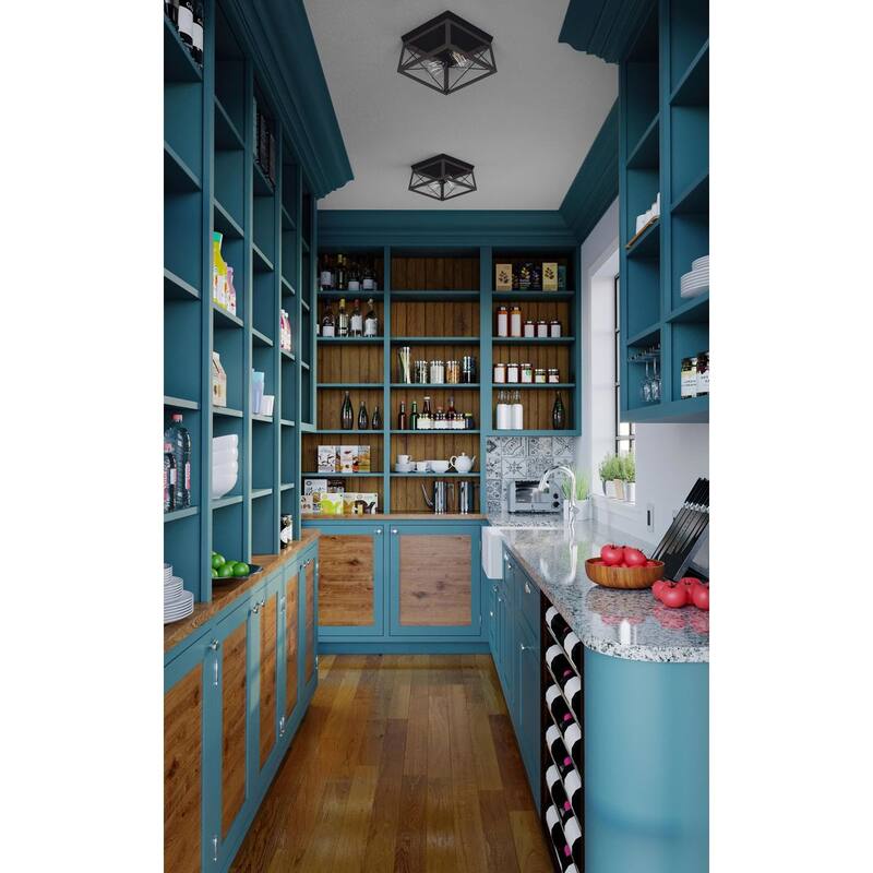 Briarwood Collection Rich Oak Flush Mount Ceiling Light - 9.120" x 15.000" x 15.000" - 9.120" x 15.000" x 15.000" - 9.120" x 15.000" x 15.000"