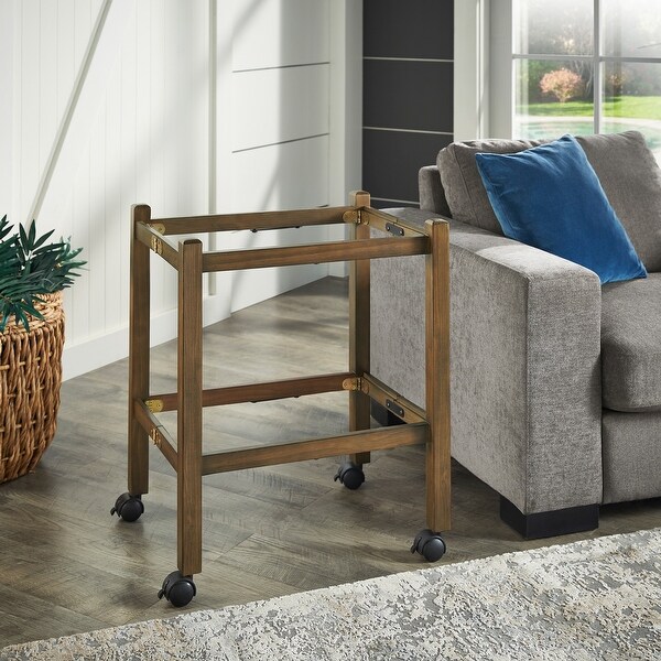iNSPIRE Q Modern Dolores Wood Finish Folding Bar Cart with Two