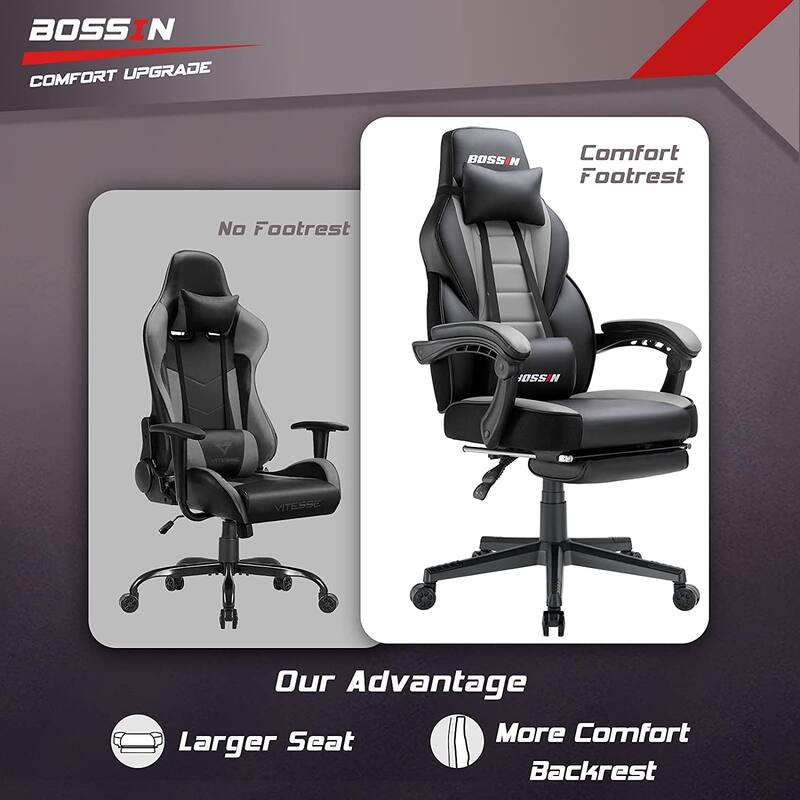 BOSSIN Racing Style Gaming Chair,400 lbs Big and Tall gamer chair High Back Computer Chair