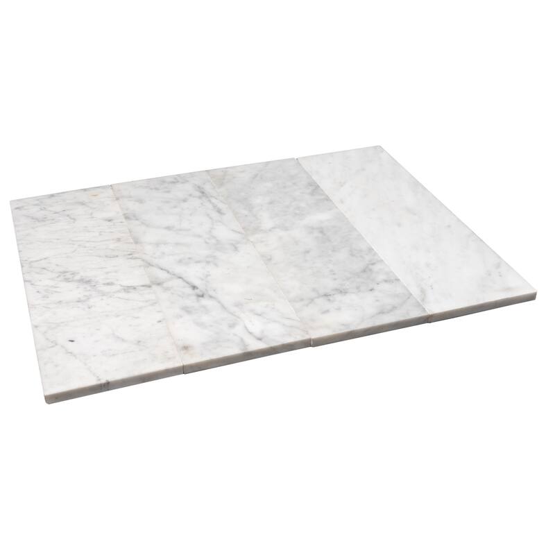Apollo tile 4 x 12 Grandis Honed White Bianco Carrara Marble Tile (5 sq ft/case) - 15 Pack