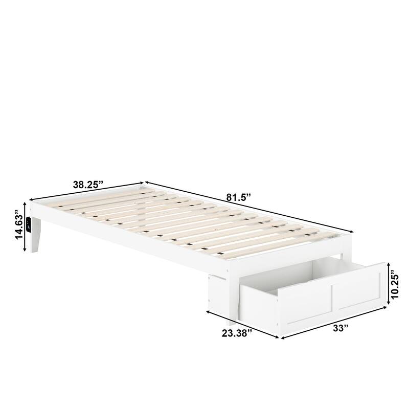 AFI Colorado Platform Bed with Foot Drawer and Charging Station