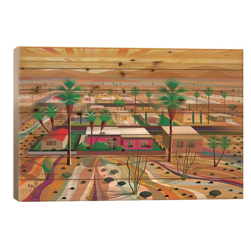 Twentynine Palms Print On Wood by Charles Harker - Multi-Color - 18x26x1.5