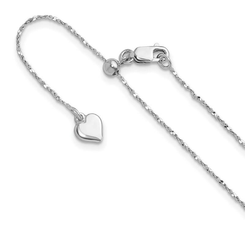 Curata 925 Sterling Silver Italian 22" 0.95 Twisted Adjustable Sparkle Chain Necklace