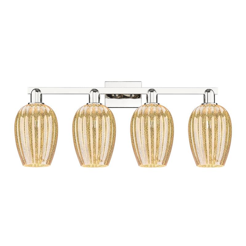 Innovations Lighting 716-4W-14-36 Preston Vanity Flute Preston 4 Light - Polished Nickel / Mercury