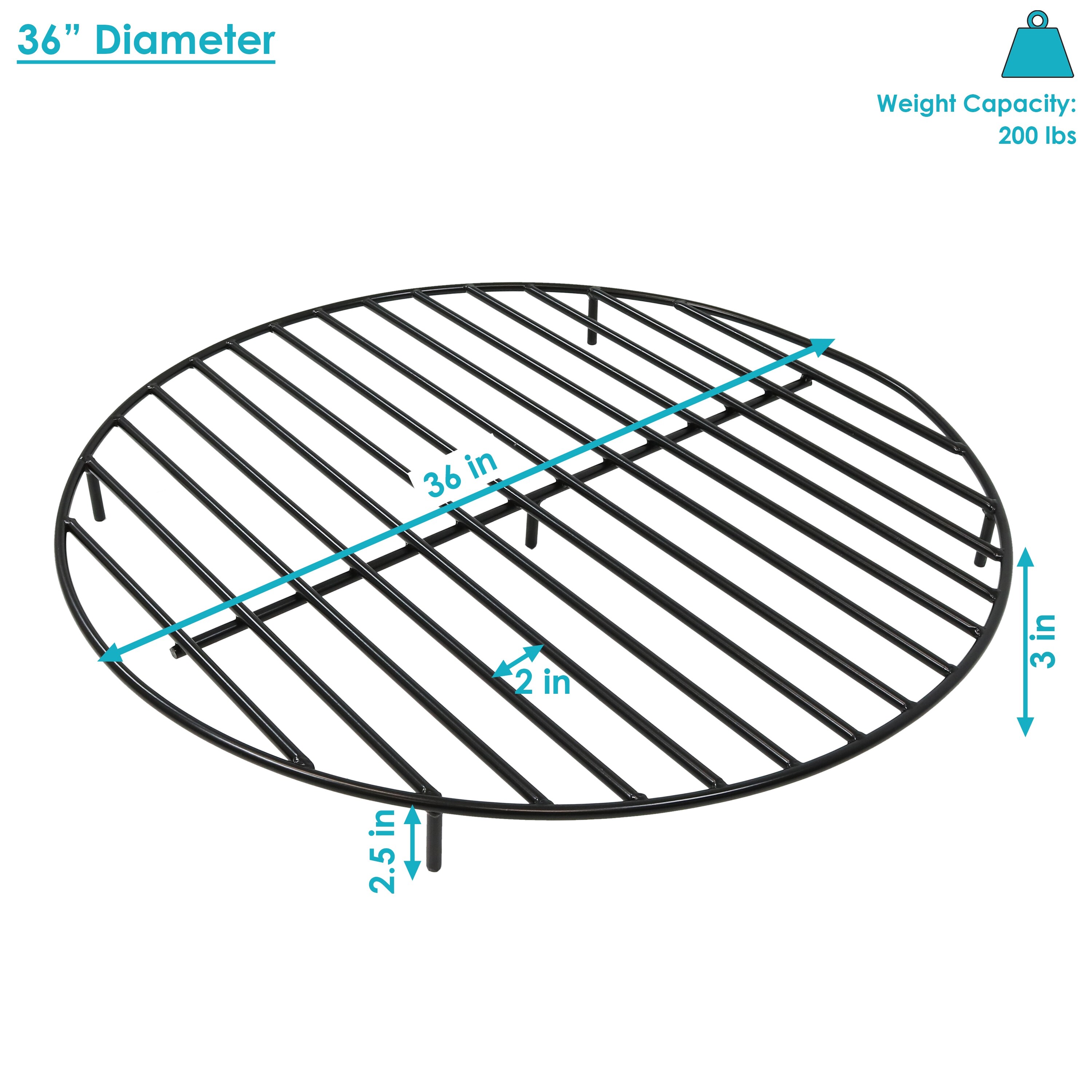 Sunnydaze Firewood Grate Round Black Steel Outdoor Fire Pit Accessory - 12 Sunnydaze Firewood Grate Round Black Steel Outdoor Fire Pit Accessory - 12