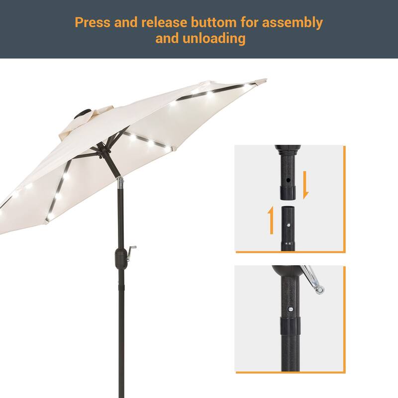 LIVOOSUN Patio 7.5 FT LED Market Umbrella,Table Umbrella w/Tilt Button