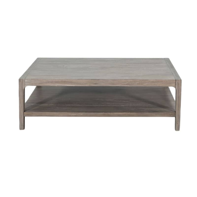 Fela Coffee Table, 52 Inch Rectangular Top, Natural Brown Solid Wood