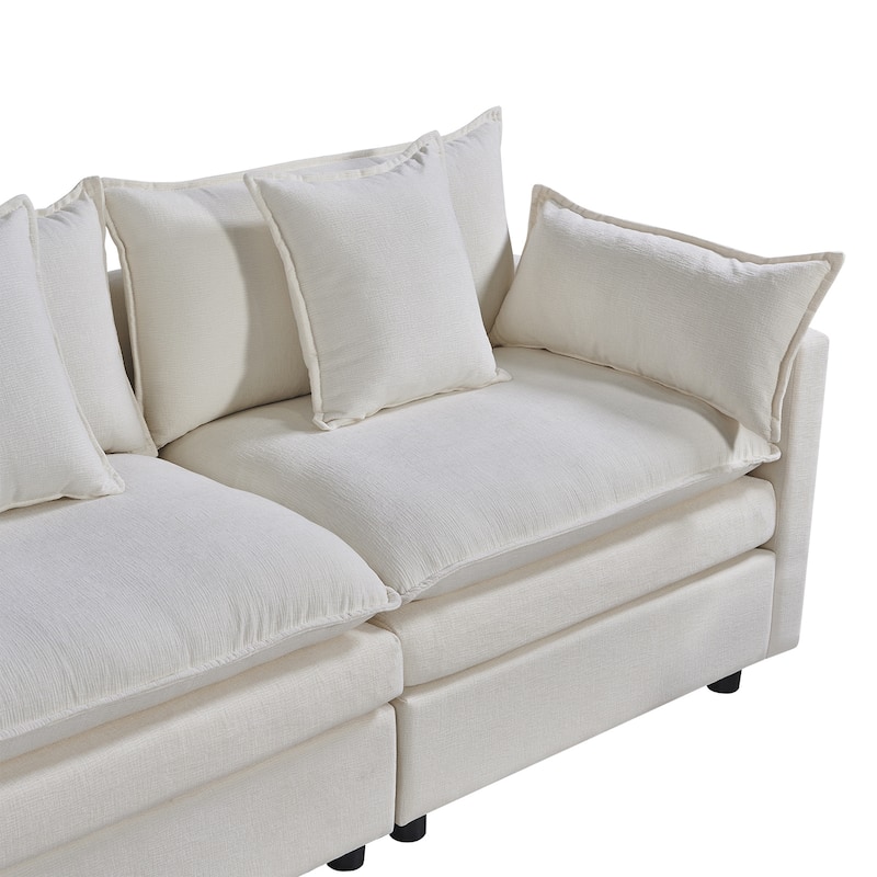 108.66" L-Shaped 4-Seater Sectional Sofa with Convertible Chaise and Ottoman, Spacious Cloud Design