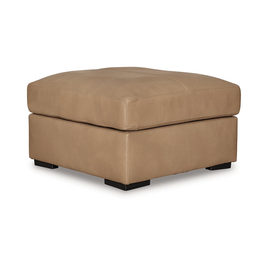 Bandy Oversized Ottoman, Toffee Brown Genuine Leather, 37 Inch Square