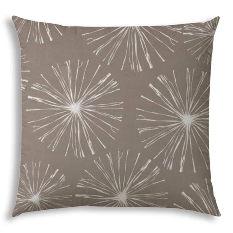 20" Taupe and White Starburst Fireworks Indoor Outdoor Throw Pillow Cover - 20" X 20"