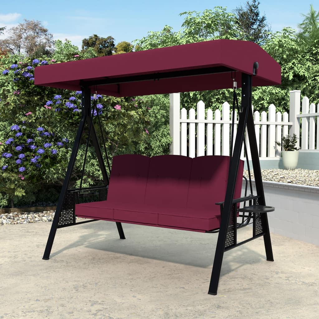 VEIKOUS 3-Person Outdoor Convertible Patio Swing with Adjustable Canopy Swing and Cushion