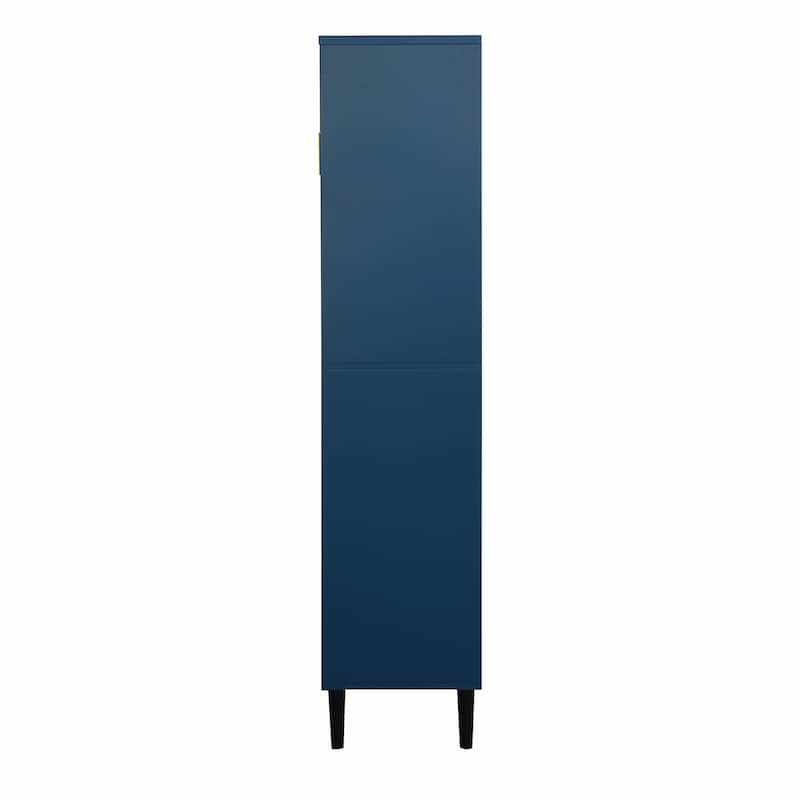 Tall Kitchen Pantry Cabinet with 2 Glass Display Doors & 2 Solid Doors