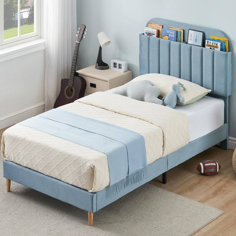Twin Size Bed Frames with Storage Headboard