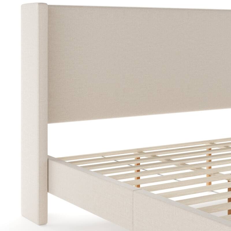 Martha Stewart Upholstered Platform Bed with Wingback Headboard