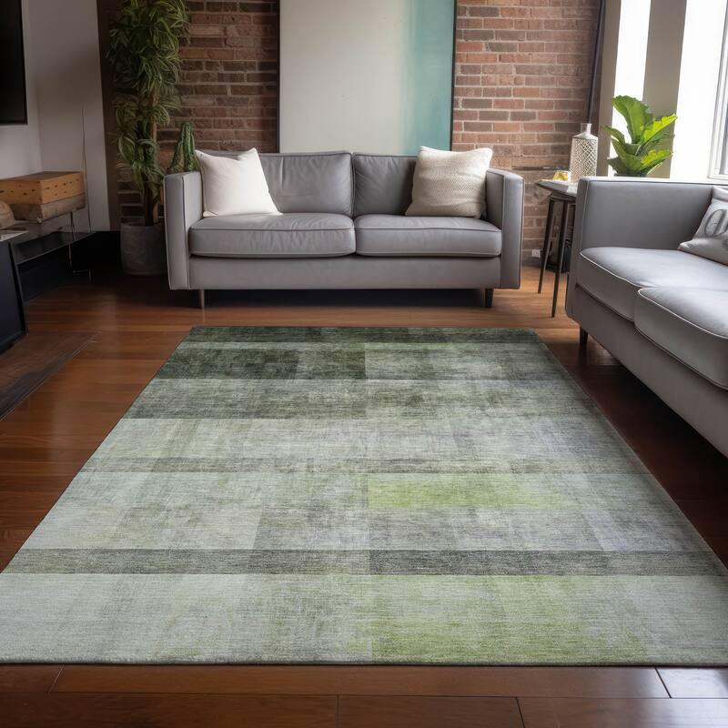 Machine Washable Indoor/ Outdoor Modern Abstract Chantille Rug