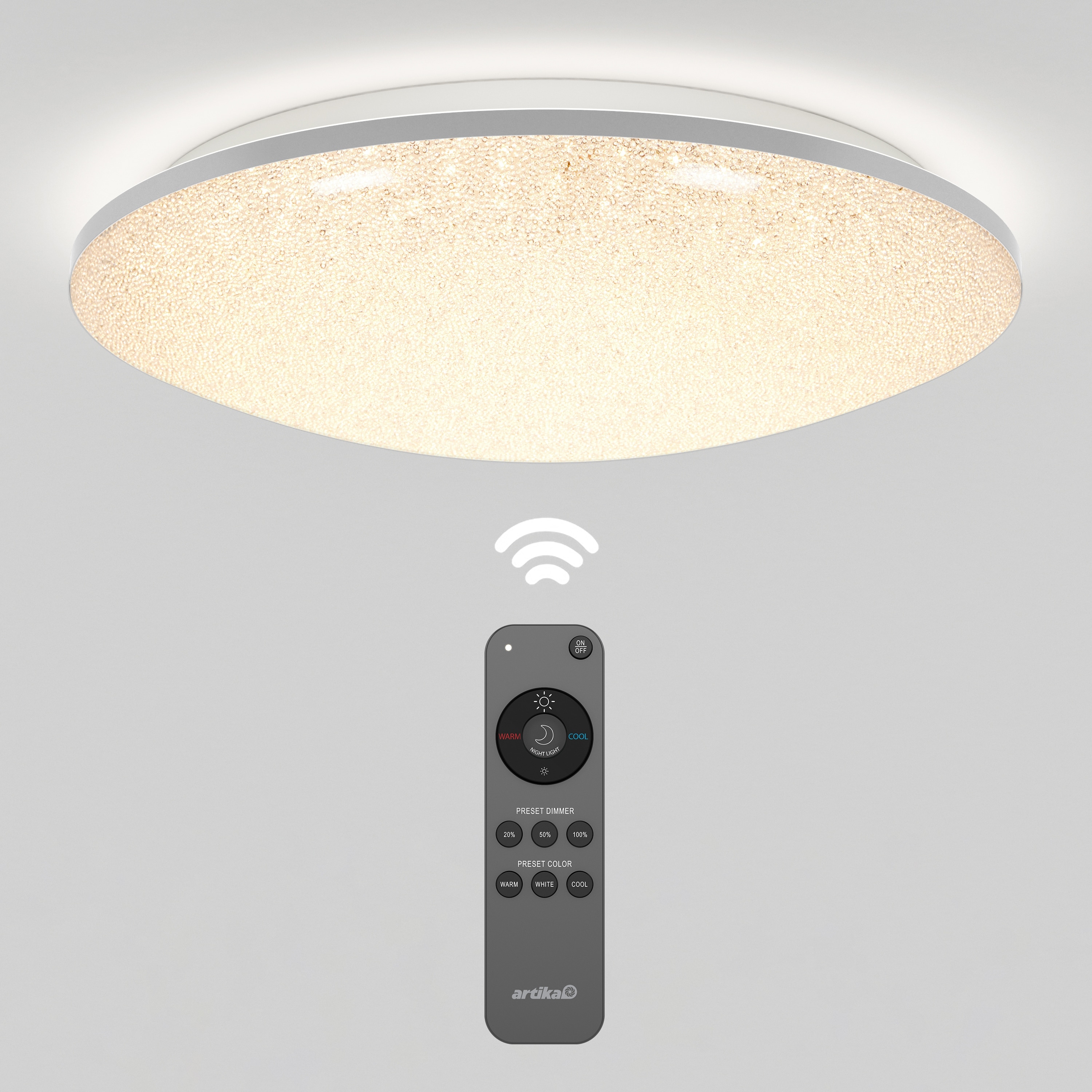 Artika Sparkle Flushmount with remote, Chrome