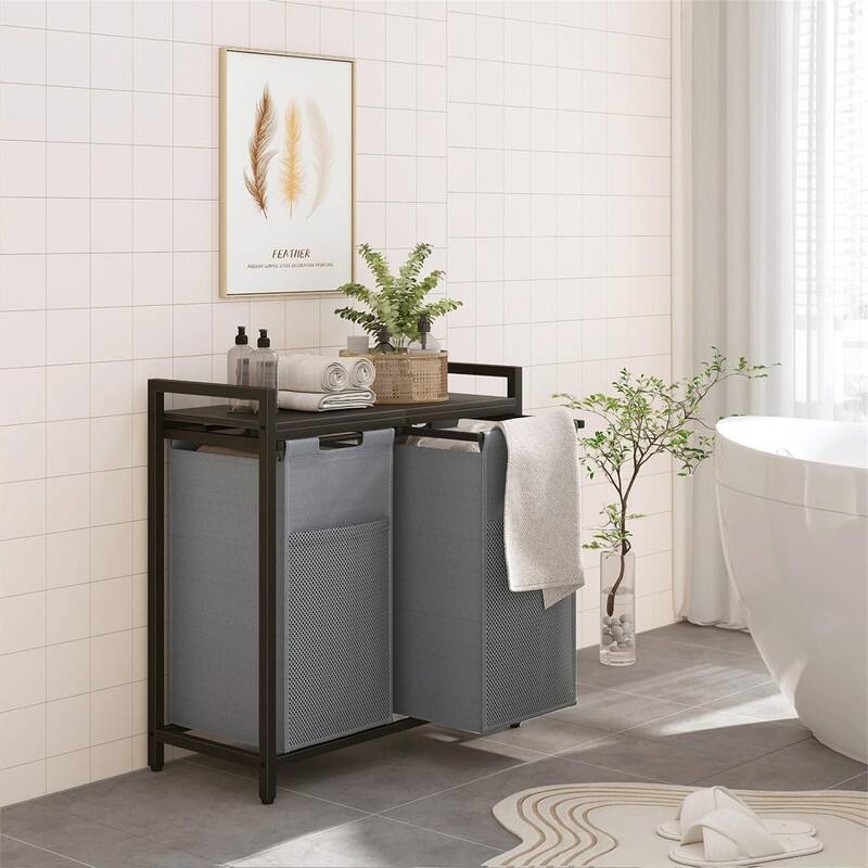 Laundry Hamper with Shelf - 28.3"L x 11.8"W x 28.5"H