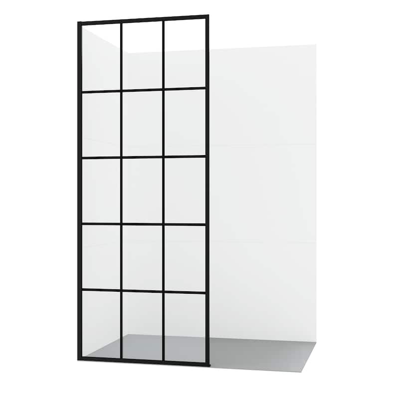 Puente Fixed Single Glass Panel Framed Shower Door - 34" W x 78" H - 34" W x 78" H - Matte Black