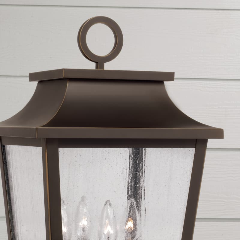 12"W x 23.75"H 4-Light Outdoor Tapered Post Lantern with Ripple Glass - 12"W x 23.75"H