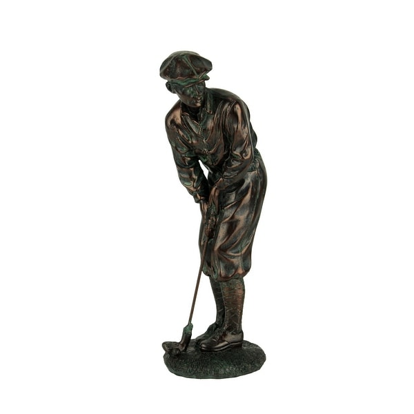 Antique Bronze Finish Classic Golfer Statue - 8.5 X 3 X 2.25 inches