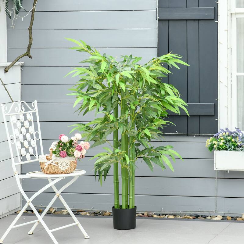 4.5FT Artificial BamBoo Tree Faux Decorative Plant in Nursery Pot For Indoor