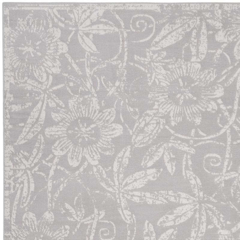 Hilic Power Loomed Distressed Floral Traditional Non Skid Stain Resistant Area Rug By HomeRoots - 120' X '84' X '0.39