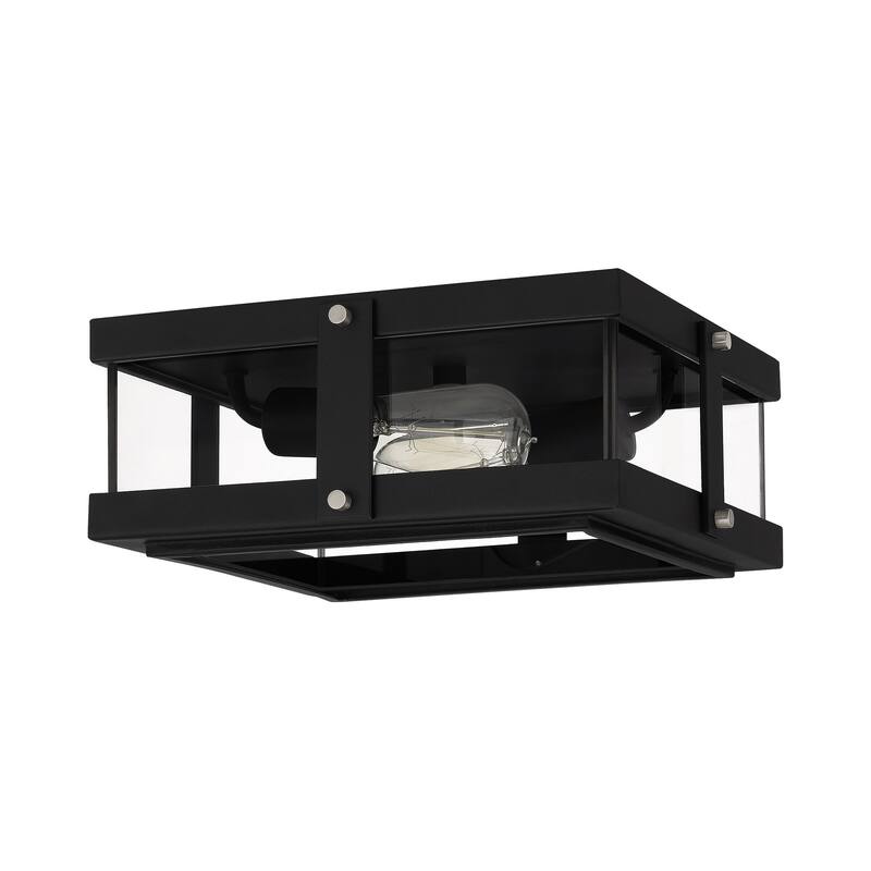 Beck 2-Light Earth Black Flush Mount with Clear Glass Shade