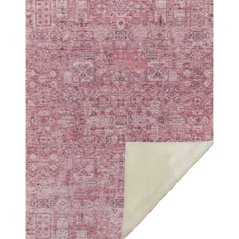 Premium Machine Washable Traditional Moroccan Sherpa Throw Blanket