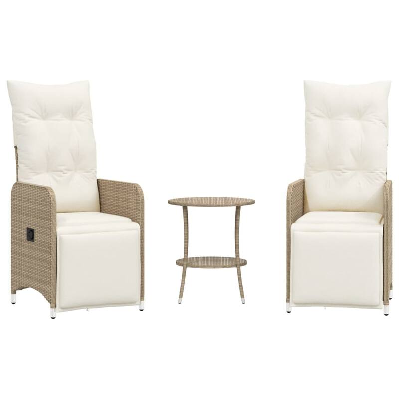 vidaXL Reclining Patio Chair with Cushions Outdoor Seat Furniture Poly Rattan