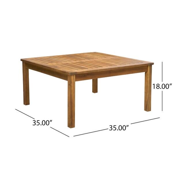 dimension image slide 2 of 16, Christopher Knight Home - Aneska Outdoor 3-Seater Sofa Set with Slatted Coffee Table, Acacia Wood with Water-Resistant Cushions