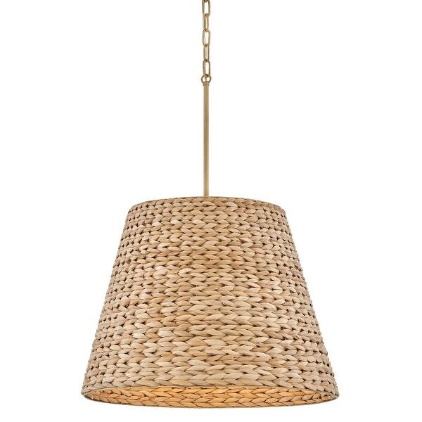 slide 2 of 11, Hinkley Lighting 43224 Seabrook 24" Wide Pendant with Woven Seagrass Burnished Gold