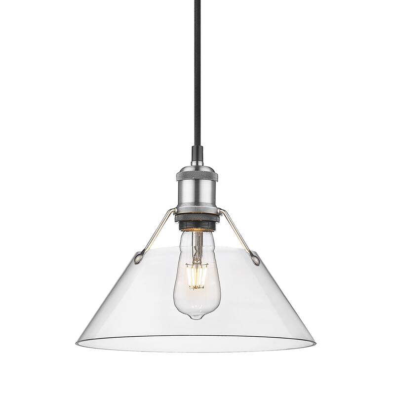 Yep by Golden Lighting Orwell 1-light 10in Pendant in Pewter and Clear Glass - Silver