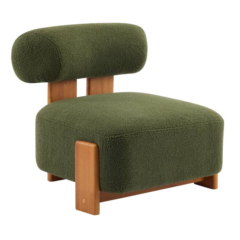 Christopher Knight Home - Mid-Century Fabric Accent Chair with Curved Backrest and Solid Rubberwood Frame