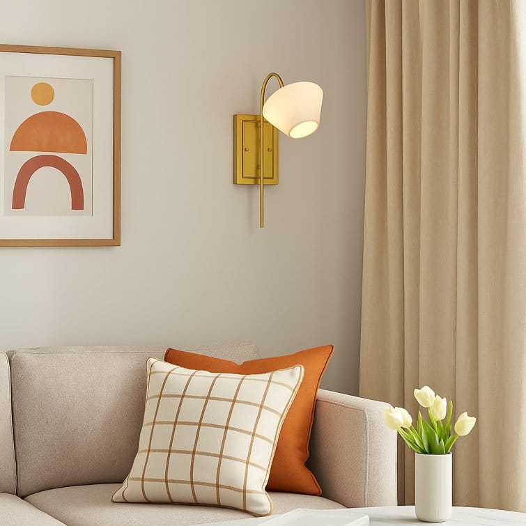 Acroma 1 - Light Glass Dimmable Wall Light Wallchiere Wall Sconce - Satin Gold