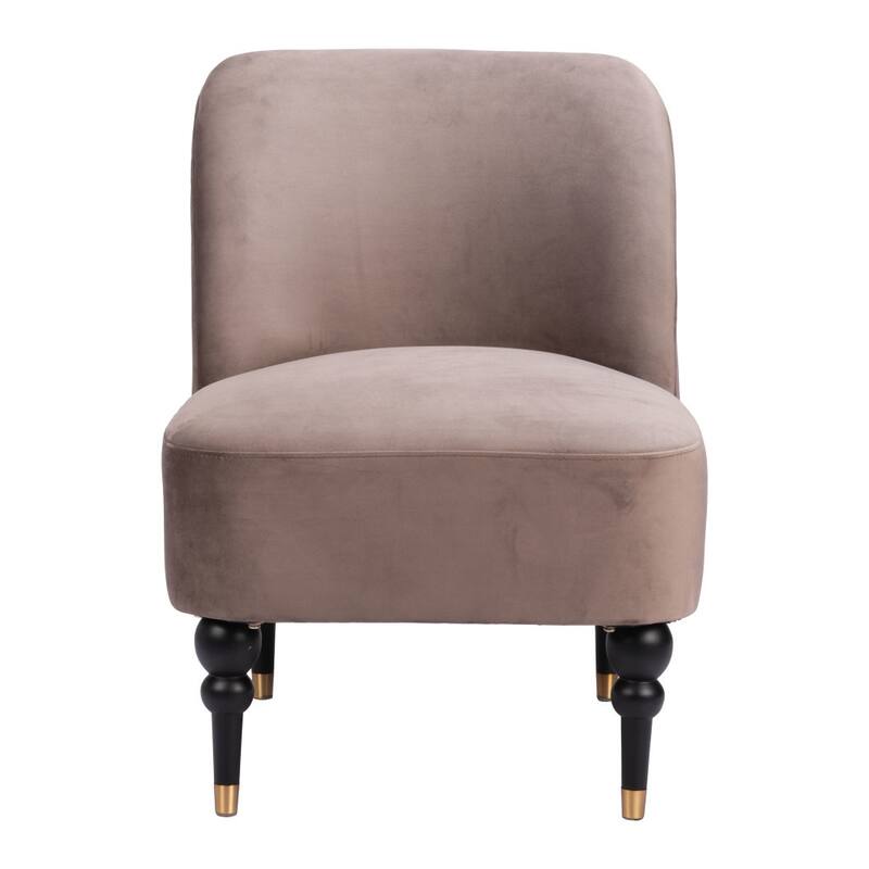 HomeRoots 22" Taupe Black and Gold Velvet Side Chair - 22' X '29.5' X '29.5