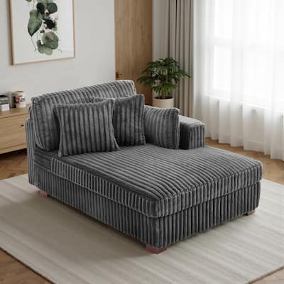 42" W Plush Corduroy Upholstered Chaise Lounge Sleeper for Living