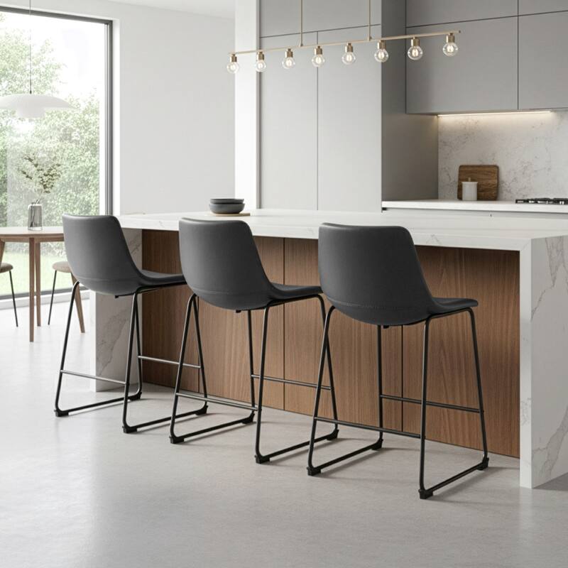 Carbon Loft Richard Faux Leather and Iron Counter Stool (Set of 2)