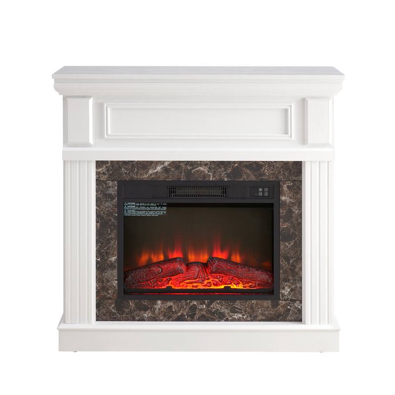 Versatile Freestanding Electric Fireplace Mantel Stylish Heating Solution with Adjustable Flame and Remote Control - N/A