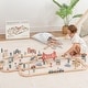 preview thumbnail 1 of 6, 100-pc Wooden Train Set for Toddlers Ages 1+ by Comfy Cubs - 100 Pieces