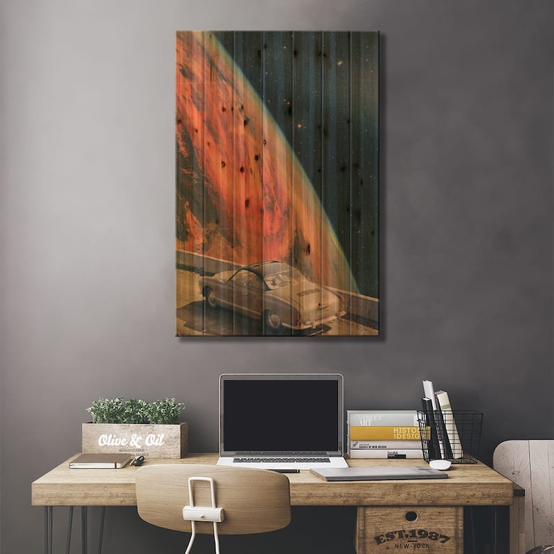 Road Trip Print On Wood by Andreas Lie - Multi-Color