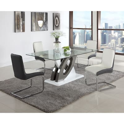 Somette Sophie Glass Top Dining Table - White