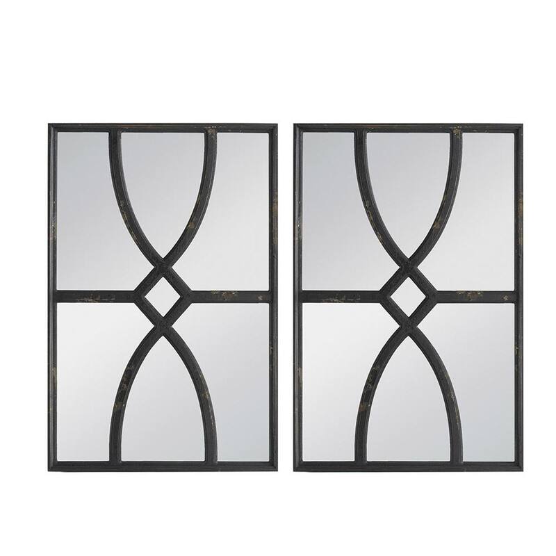 HomeRoots Set of Two Black Wood Framed Accent Mirror - 31.4' X '23.6' X '1.2
