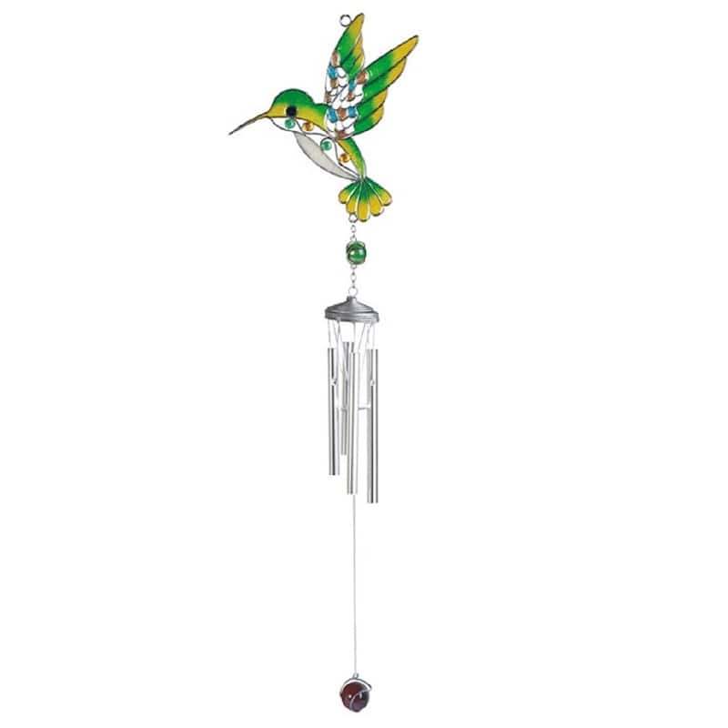 Q-Max 31" Long Green Hummingbird Suncatcher Wind Chime Garden Patio Decoration