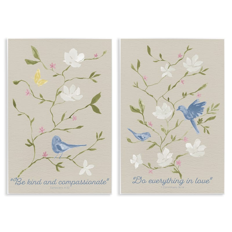 Stupell Floral Comforting Proverbs Wall Plaque Art Design By Lucille Price (Set of 2) - 13 x 19