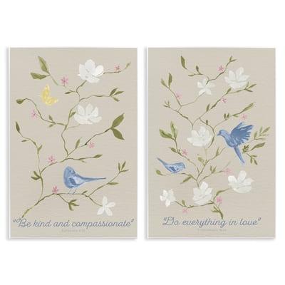 Stupell Floral Comforting Proverbs Wall Plaque Art Design By Lucille Price (Set of 2)