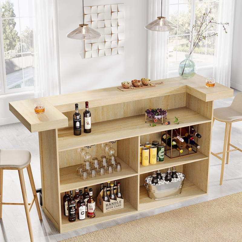 4-Tier Bar Table, 70.9-Inch Large Modern Home Bar Cabinet